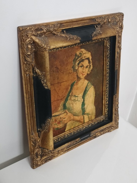 Image 1 of Olio su tela, Michel Capron, Giovane donna con ciotola, circa 1950