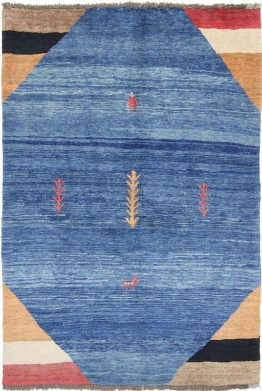 Original Persian carpet Gabbeh Ghashghai oriental carpet 222 cm x 149 cm old natural