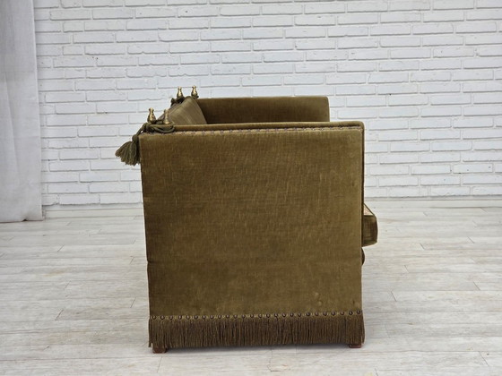 Image 1 of 1970s Danish 2-Seater "Spanish" Drop Arm Sofa, Furniture Velour