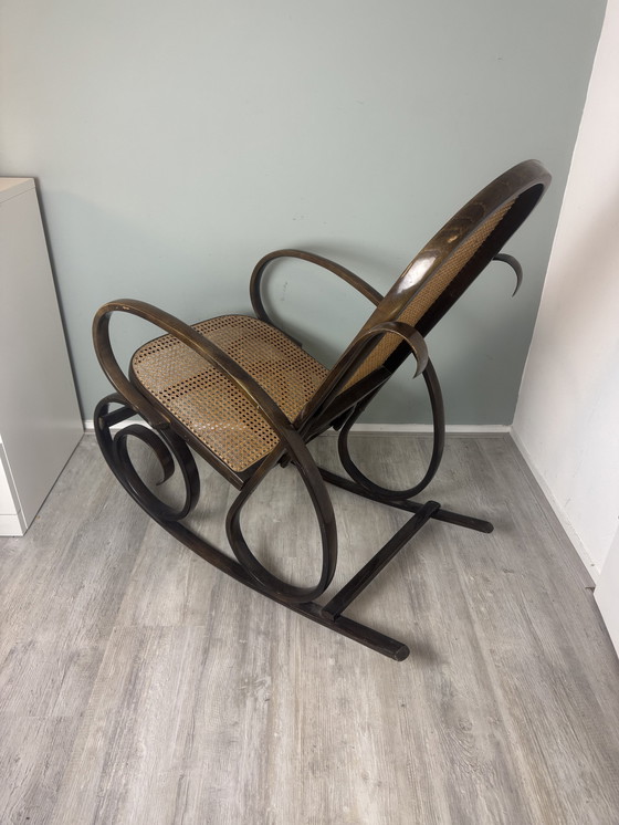 Image 1 of Thonet Style Rocking Chair with Rattan