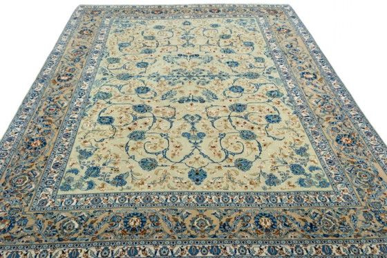 Image 1 of Tapis d'Orient Kashan noué à la main en liège vert pistache - 382 x 298 cm