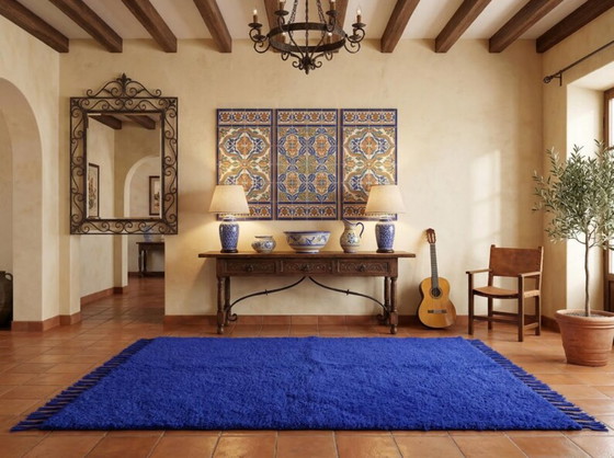 Magnifique tapis artisanal bleu en laine 200cmx300cm – Cotton (photo 12 of 12)