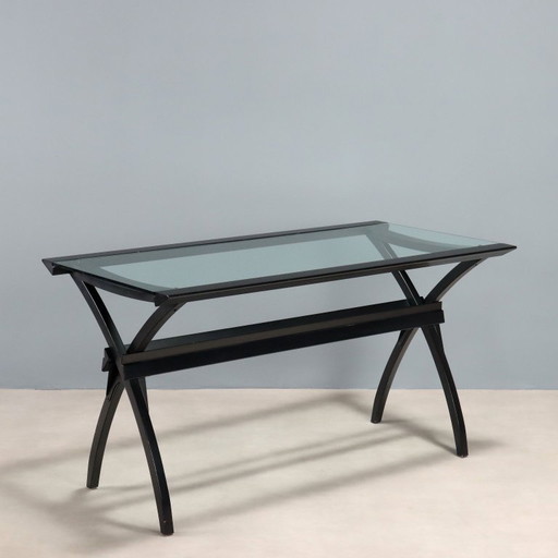 Bureau met glazen blad uit de jaren 80/90.