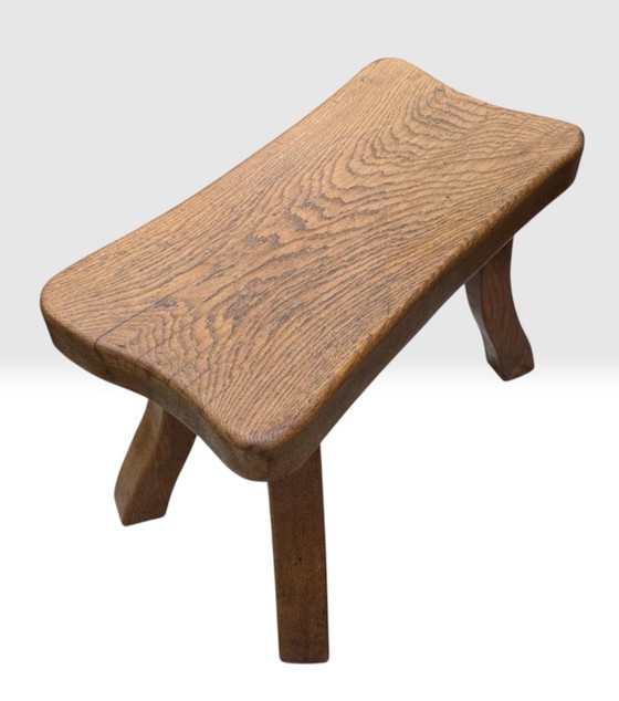 Robuuste Franse Boerenkruk | Massief Eiken | Vintage | Jaren '50-'60 – Bijzettafels, Wood (photo 5 of 15)