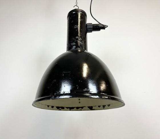 Image 1 of Industrial Black Enamel Factory Hanging Lamp, 1950s