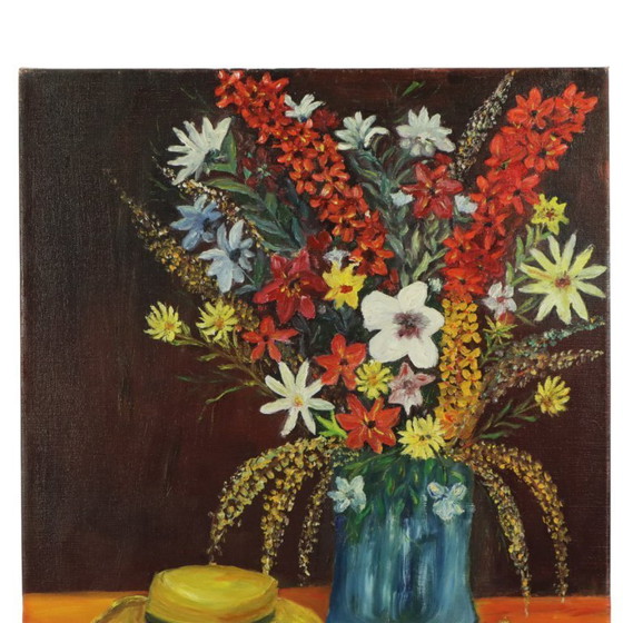 Image 1 of Flowers with Hat Still Life Painting 60x50cm