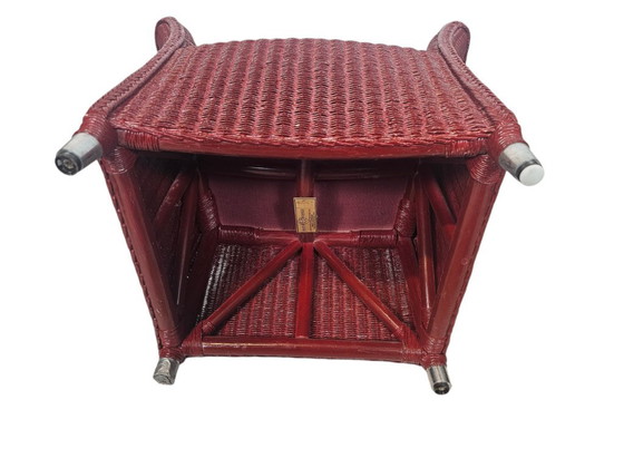 Wicker Sessel, rotbraun, Vincent Sheppard Lloyd Loom Furniture, Korbgeflecht, Metall, Vintage (Foto 7 von 8)