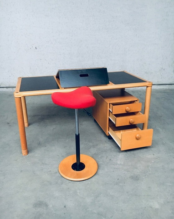 Image 1 of Scandinavian Ergonomic Design Writing Desk and Stool, Stokke 1980's