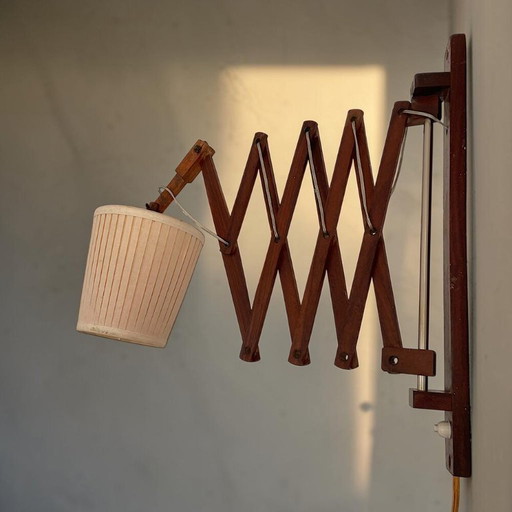 Lampe murale extensible accordéon en bois de style scandinave, en forme de ciseaux, avec prise électrique, (photo 2 of 11)