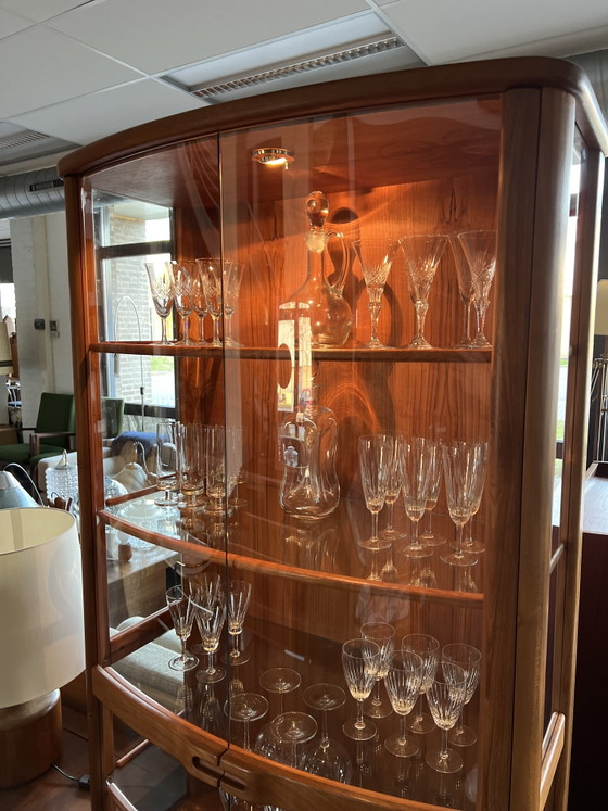 Image 1 of Vintage illuminated teak Danish display cabinet '80s