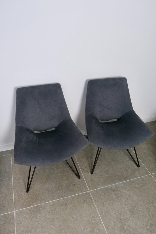 Pair of 1950s velvet armchairs