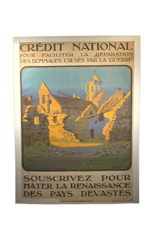Cartel original sobre cartón, "Crédit National", Constant Duval, Imprenta Joseph Charles, París, 80x120cm, Primera Guerra