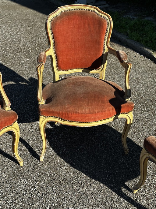 Set di 4 poltrone cabriolet in stile Luigi XV