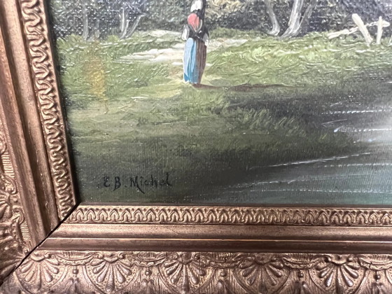 E.B. Michel "River Landscape." Oil on canvas. – Paintings & Drawings (photo 4 of 6)