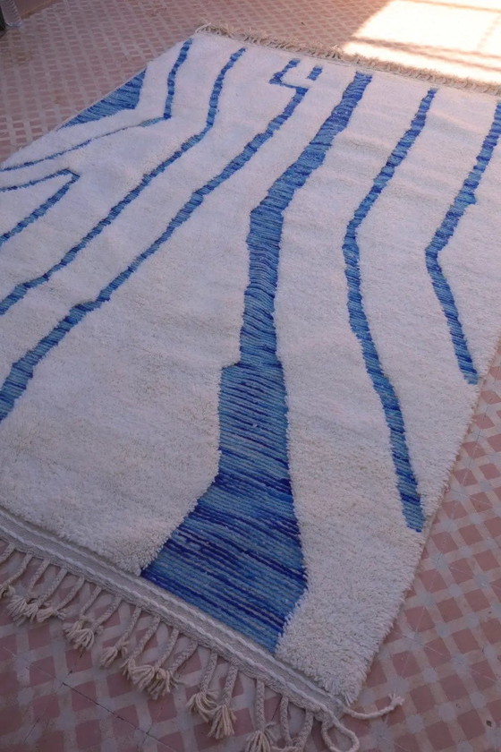 Custom-made blue Moroccan rug, handmade, size 140/260 cm – Aime Té, Rugs & carpets, Wool (photo 10 of 11)