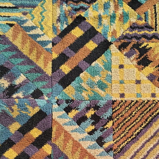 1980s Missoni geometrisch patroon vloerkleed, Multi Color, Vloerkleden en tapijten, Textiel, Geel, Abstract (foto 9 van 14)