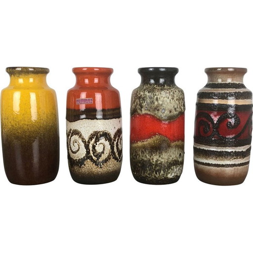 Ensemble de 4 vases en céramique vintage par Scheurich, Allemagne 1970