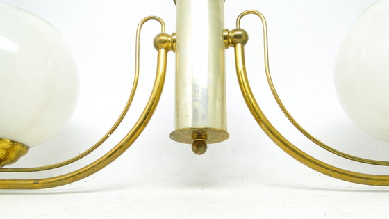 Art Nouveau Chandelier, Poland, 1970s – Glass, Brass (photo 11 of 15)