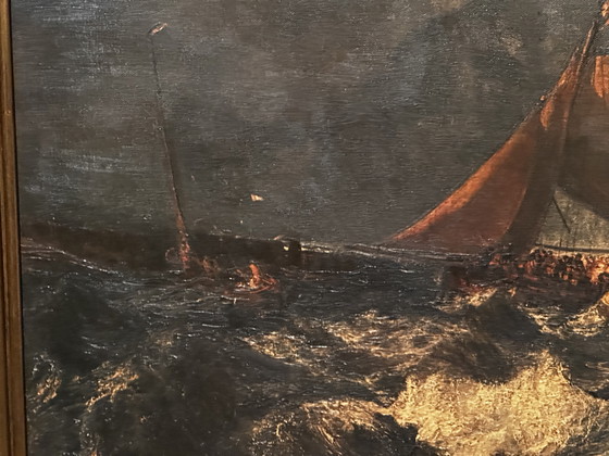 Image 1 of D'après J.M.W. Turner (1775-1851) - Jetée de Calais - Huile sur toile encadrée 104 x 81 cm