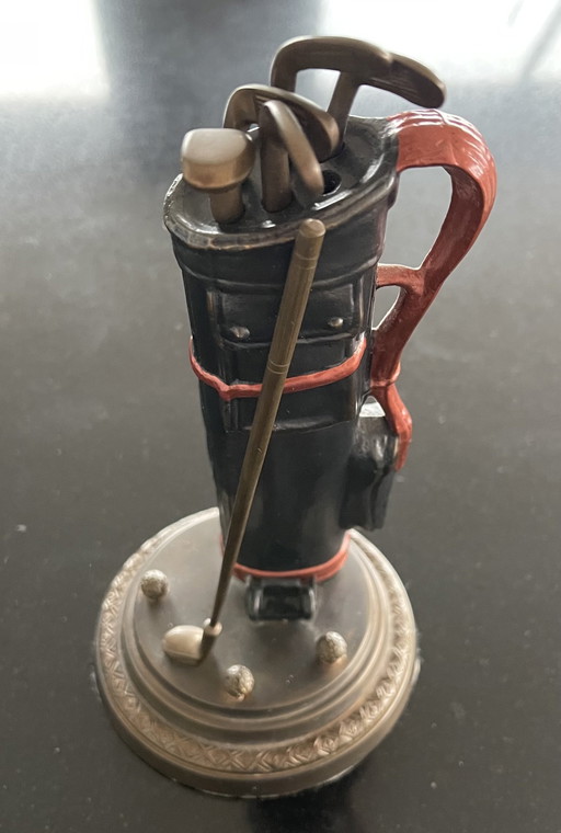 Set van 2 bronzen golfbeeldjes – vintage sportthema