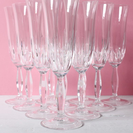 Set van 10 vintage kristallen champagneglazen, transparant Italiaans glaswerk / jaren 80 – Glazen & Karaffen (photo 3 of 12)