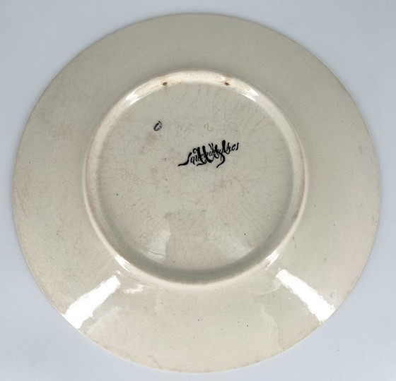 Image 1 of Antique Sarreguemines Decorative Plate – Rococo “Scène Galante” – France c.1900