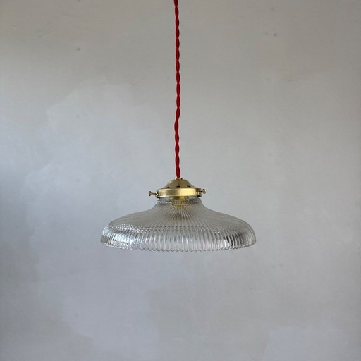 SUSPENSION ANCIENNE EN VERRE PRISMATIQUE VINTAGE