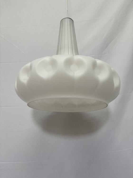 Image 1 of Vintage Peill & Putzler space age pendant lamp white frosted glass