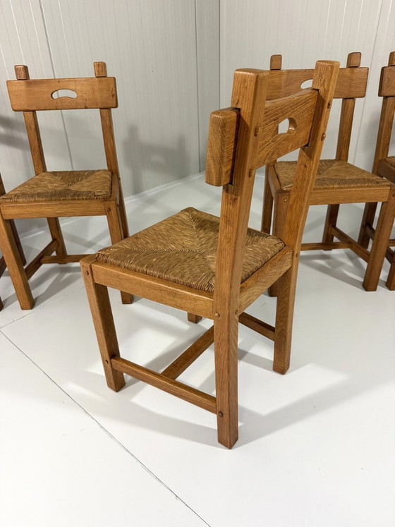6 X Rustieke Blonde Eiken Eetkamerstoelen 1960's – Wicker (photo 8 of 22)