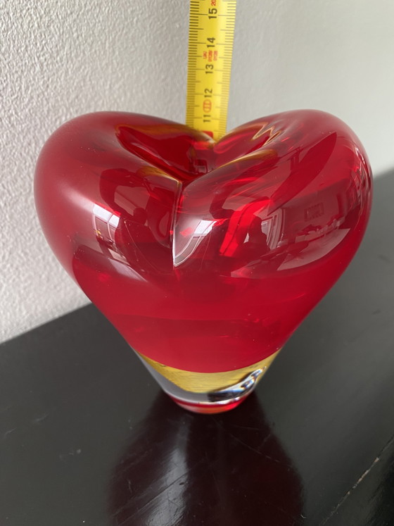 Image 1 of Vintage Murano Red Heart Vase attributed to Salviati Cuoricino Model