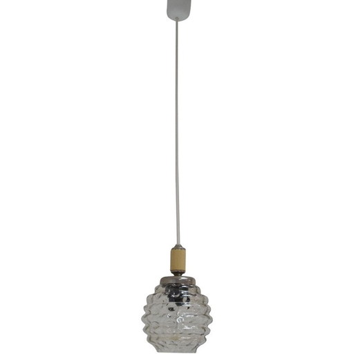 Lámpara colgante de cristal vintage, Checoslovaquia, 1960