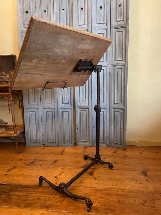Elkhart Bedside Table Reading Table Lectern Sidway Table French antique, Wood, Iron, Black (photo 16 of 23)