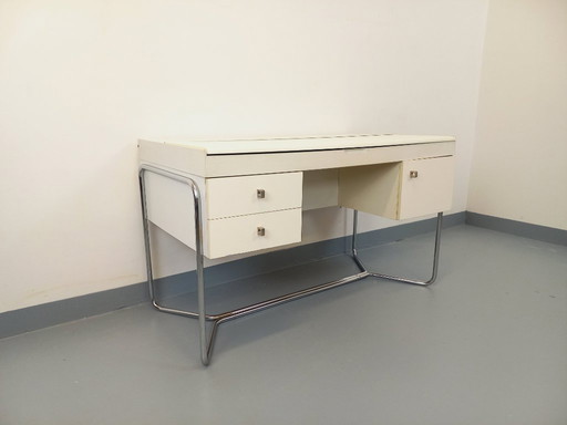 Vintage-Schreibtisch im Bauhaus-Stil aus Melamin und verchromtem Metall aus den 1970er Jahren