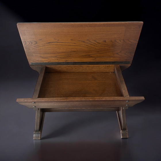 Image 1 of Vintage Solid Wood Storage Bench/Piano Stool Arts & Crafts Style - 1980s