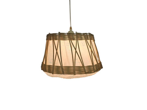 Philips - NPD 264 - hanglamp - pitriet - rotan - textiel - 60's