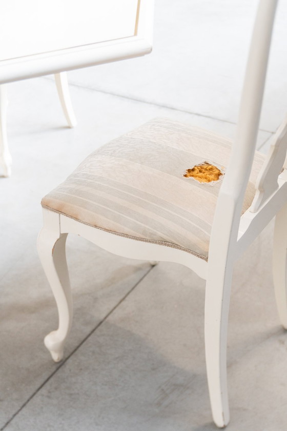 Image 1 of Table de salle à manger extensible Mario Sabot 1980S avec 5 chaises blanches laquées