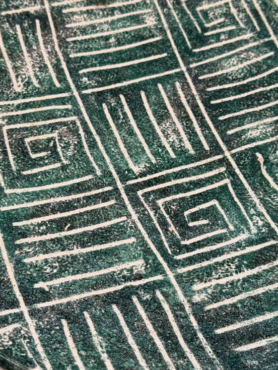 Image 1 of Plato de cerámica verde de mediados de siglo, Francia, década de 1960