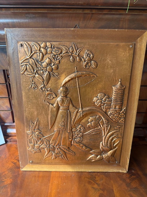 Wandkunst aus Kupfer im japanischen Stil – Arte, wanddecoratie, Wood, Copper