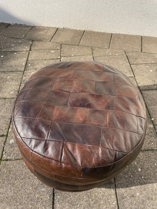 Vintage patchwork leren poef, de Sede like