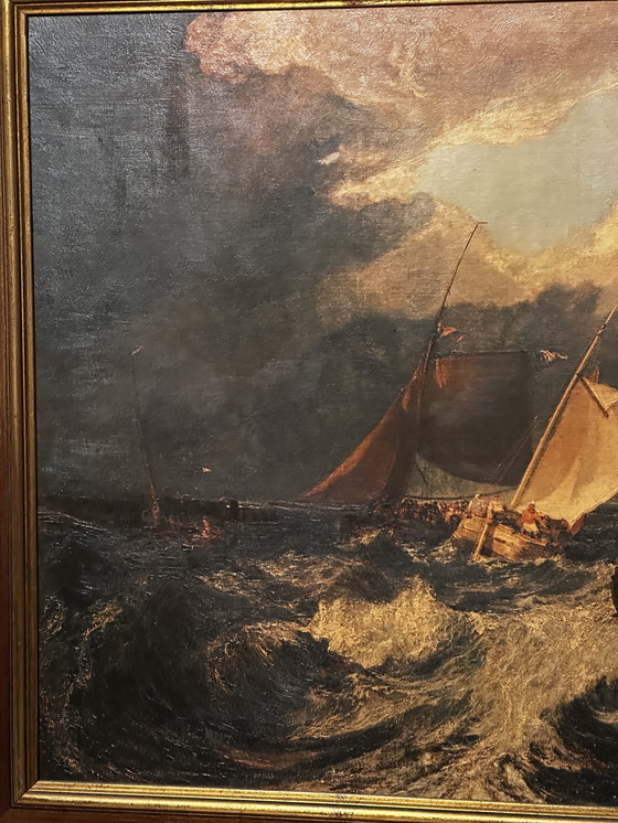 Image 1 of D'après J.M.W. Turner (1775-1851) - Jetée de Calais - Huile sur toile encadrée 104 x 81 cm