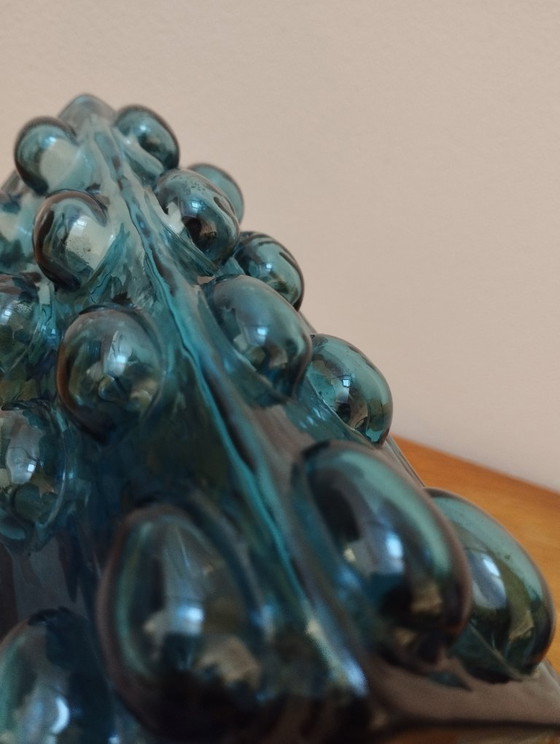 Vintage Bubbled Blue Vase (1960-1970) Designed by Wilhelm Braun-Feldweg – Kristallglaswerk Hirschberg, Glass (photo 5 of 6)