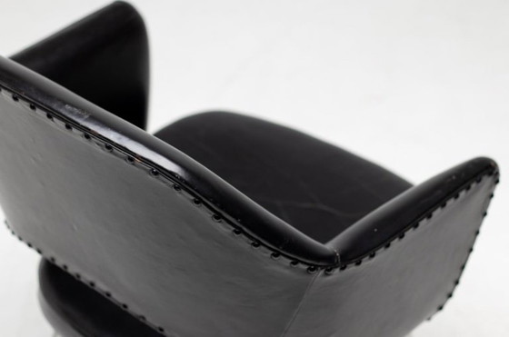 Image 1 of Set of 4 Saarinen Executive Armchairs for Knoll in Black Leather