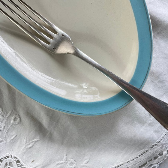 Image 1 of Ravier petit plat de service faïence ancienne Boch et Frères Kéralux bleu 