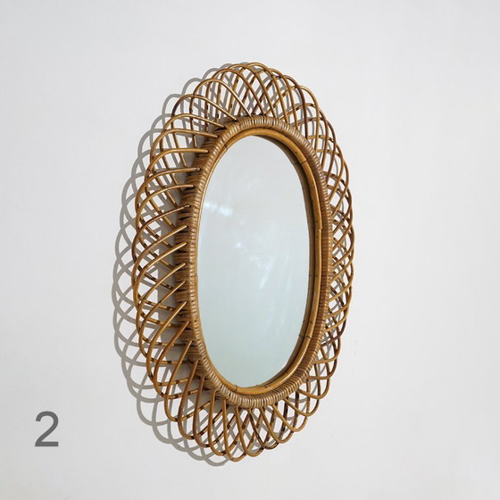 Wall Mirror With Rattan Frame, 1950s – Glass (photo 10 of 15)