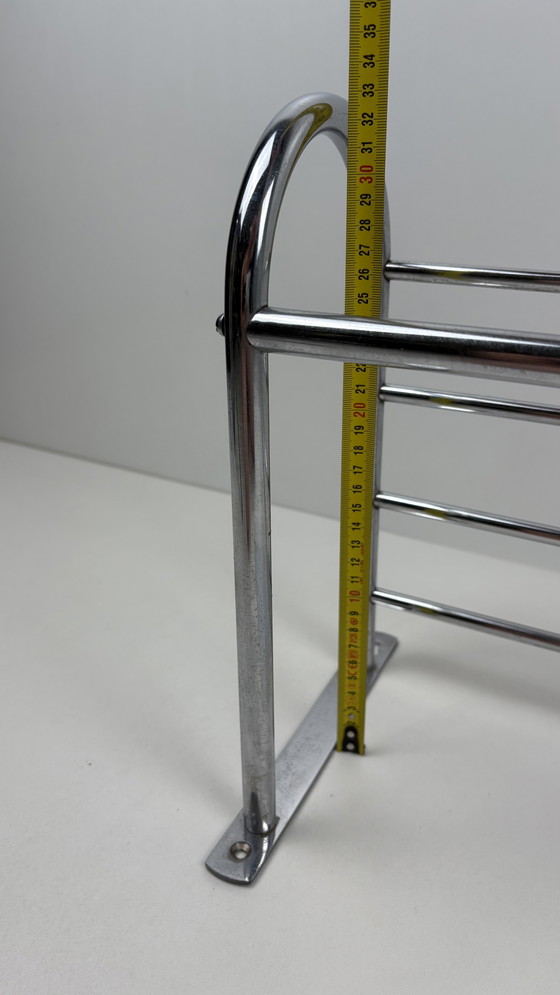 Image 1 of Vintage wall coat rack chrome for clothes hangers with hat rack