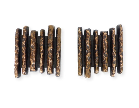 Image 1 of Maniglie brutaliste in bronzo per porte, Alpan, Germania, 1970 ca.
