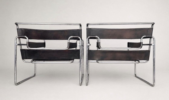 2 sedie Wassily vintage, Marcel Breuer per Fasem – Poltrone, Chrome, Leather (photo 3 of 10)