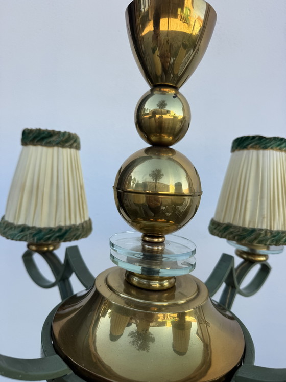 Lampadario Art Déco in ottone e vetro – Brass, Metal (photo 11 of 15)