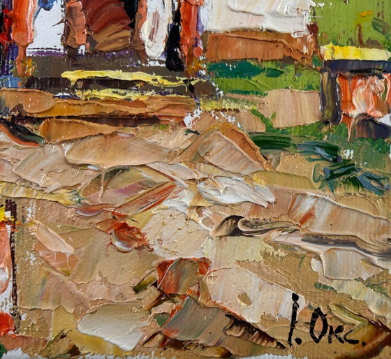 Image 1 of Original Oil Painting Summer Village Landscape Apiary in the yard