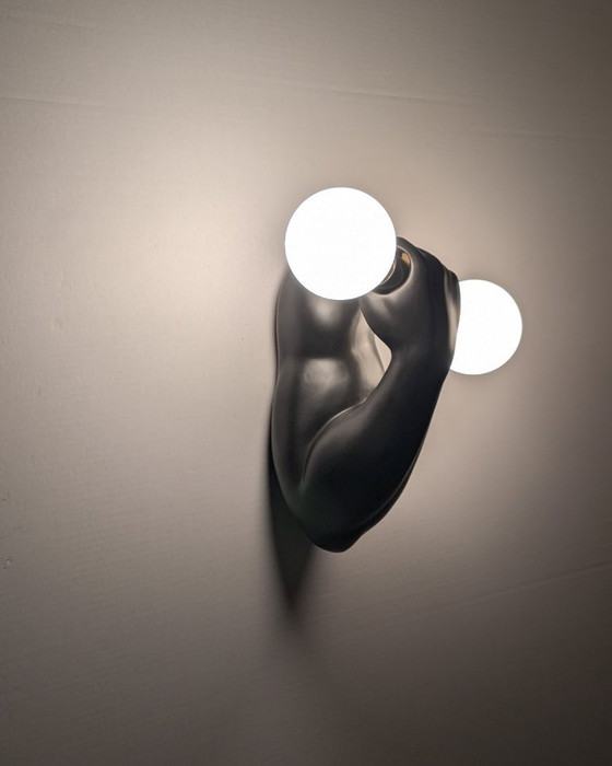 Image 1 of Applique murale en céramique noire J.C. Peiré, bras sculptural, années 1980